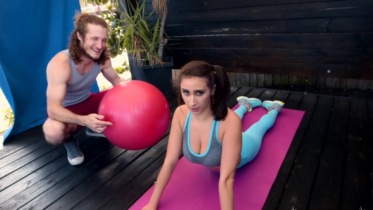 Workout continues for Ashley Adams with big boobs